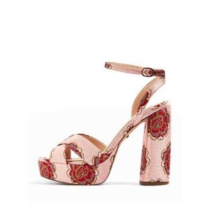 Floral Platform Heels Pink and Red
